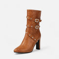 Pointed Toe Ankle Boots-footwear > ankle boots-Laventaire-Light Brown-35-Laventaire