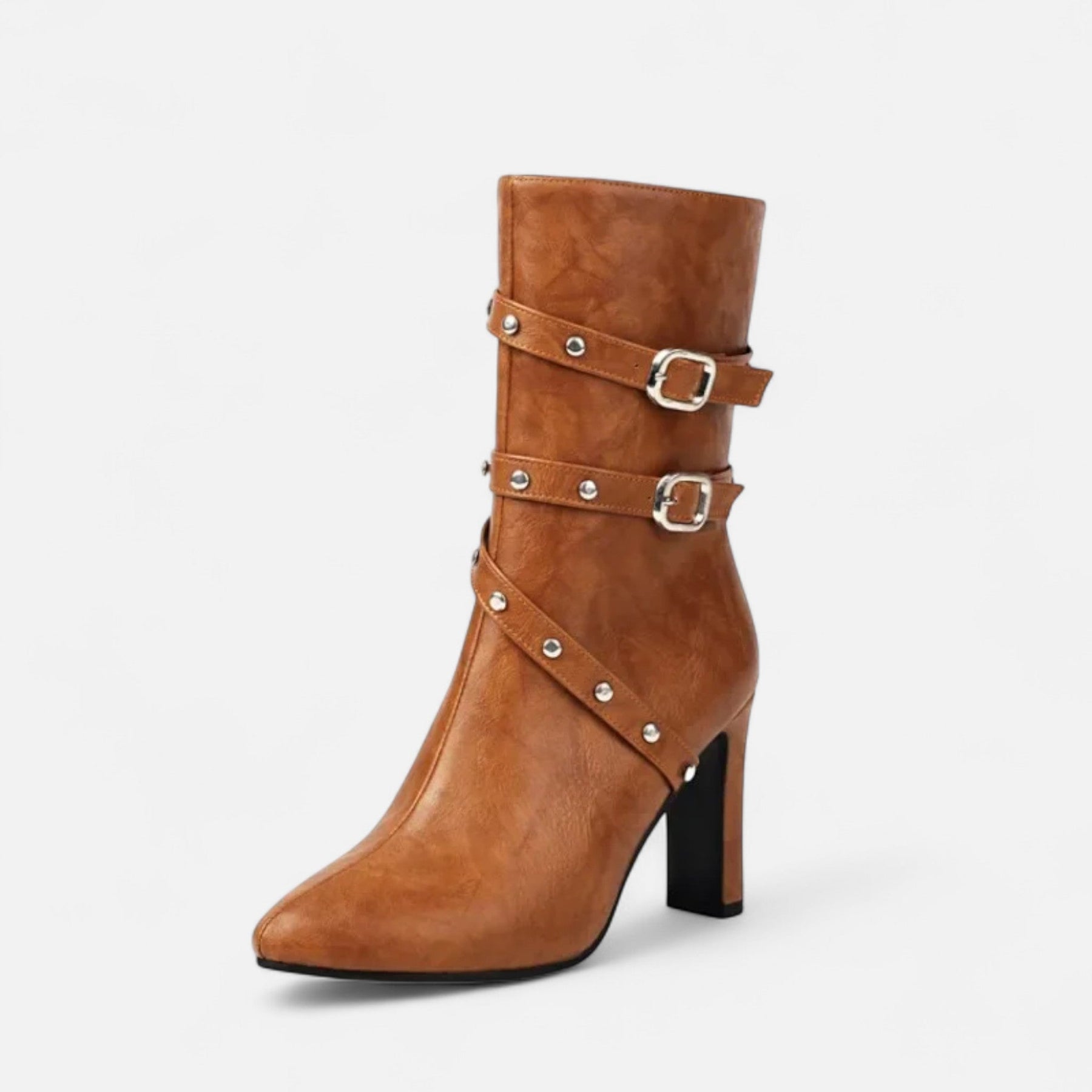 Pointed Toe Ankle Boots-footwear > ankle boots-Laventaire-Light Brown-35-Laventaire