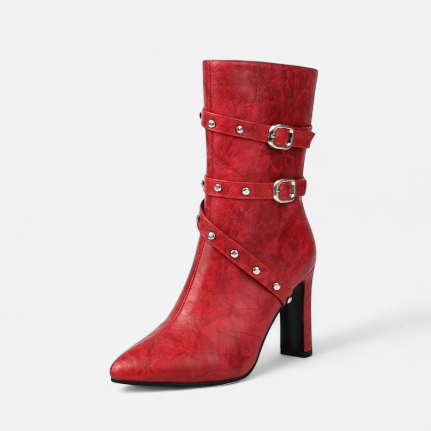 Pointed Toe Ankle Boots-footwear > ankle boots-Laventaire-Red-35-Laventaire