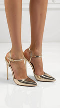 Pointed Toe Ankle Strap Heels-footwear > heels > ankle strap heels-Laventaire-Laventaire
