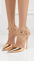 Pointed Toe Ankle Strap Heels-footwear > heels > ankle strap heels-Laventaire-Laventaire