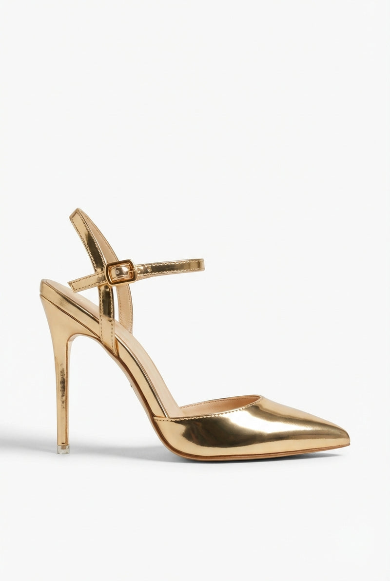 Pointed Toe Ankle Strap Heels-footwear > heels > ankle strap heels-Laventaire-Gold-34-Laventaire