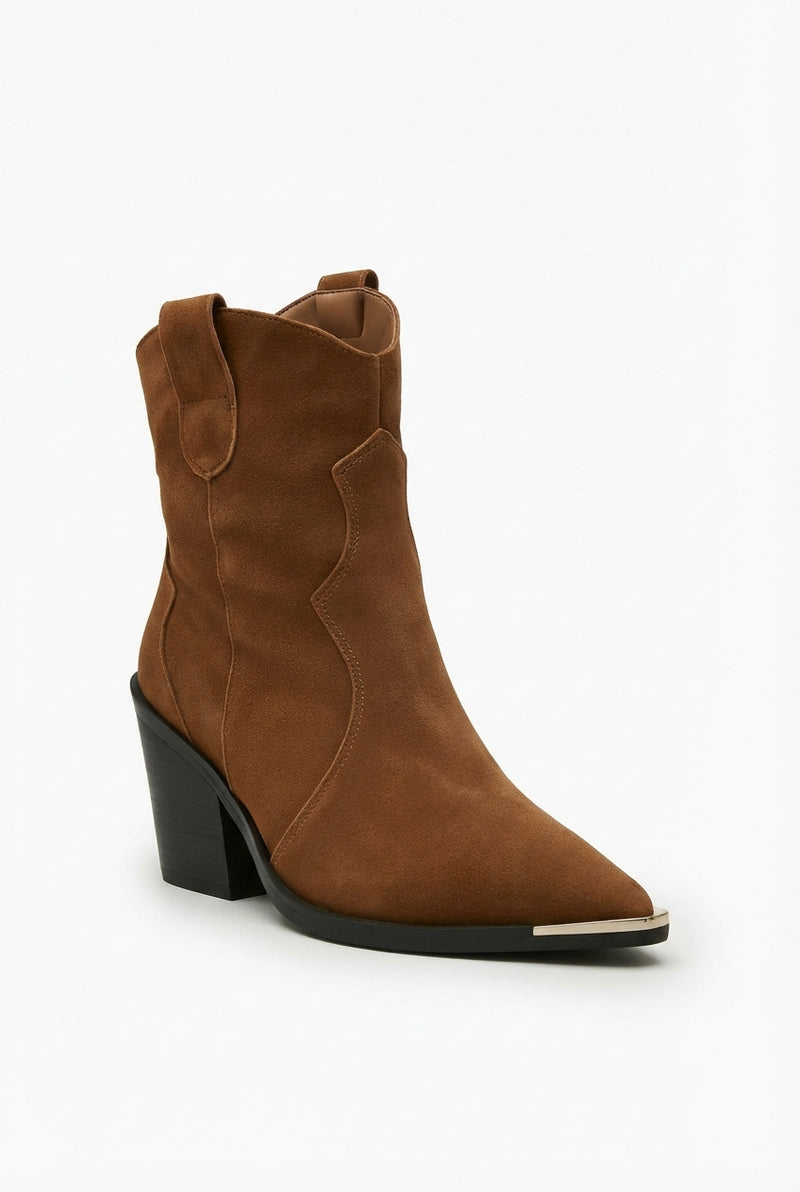 Pointed Toe Cowboy Boots-footwear > boots > cowboy boots-Laventaire-Dark Brown-36-Laventaire