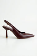 Pointed Toe Slingback Heels-footwear > heels > slingback heels-Laventaire-Burgundy-35-Laventaire