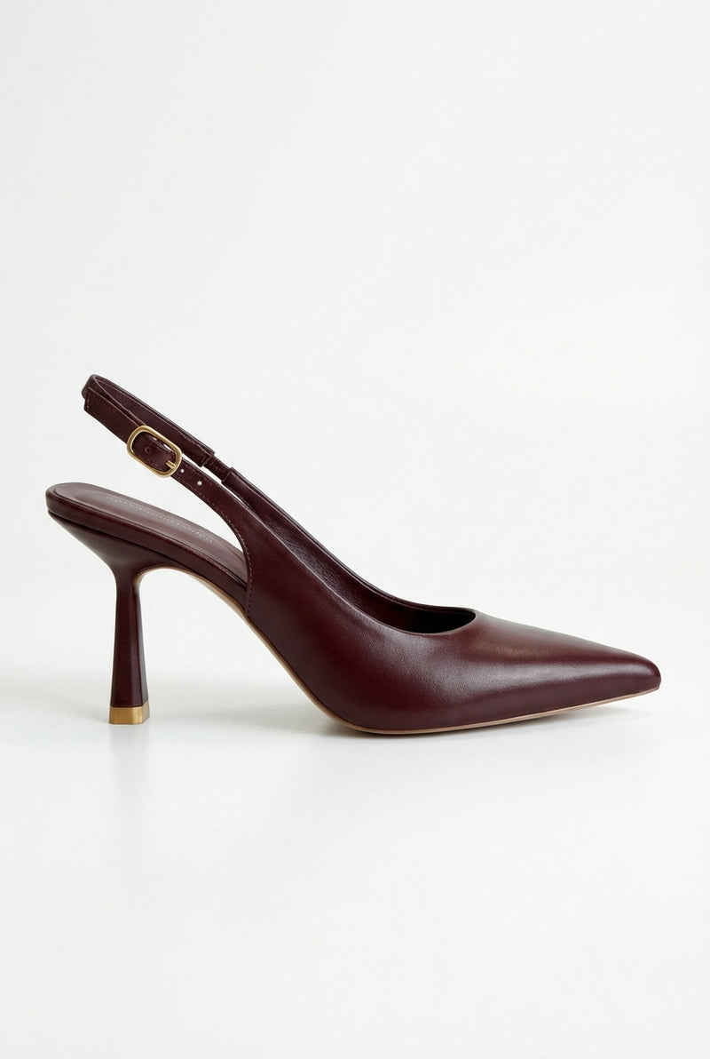Pointed Toe Slingback Heels-footwear > heels > slingback heels-Laventaire-Burgundy-35-Laventaire