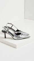 Pointed Toe Slingback Heels-footwear > heels > slingbacks-Laventaire-Silver-35-Laventaire