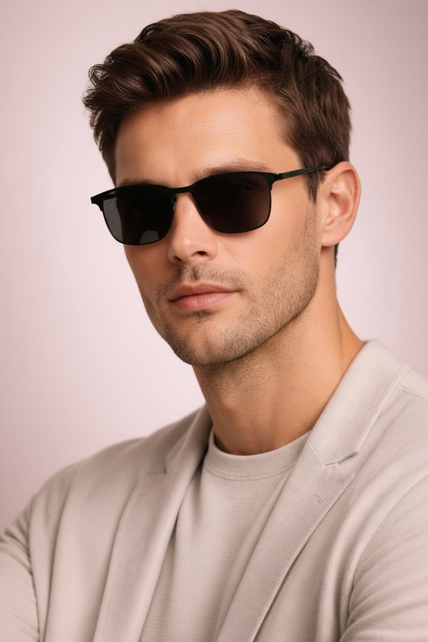 Polarized Half-Frame Sunglasses-accessories > eyewear > sunglasses-Laventaire-Laventaire