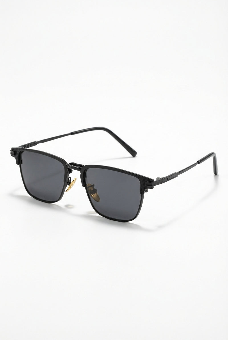 Polarized Half-Frame Sunglasses-accessories > eyewear > sunglasses-Laventaire-Black-One size-Laventaire