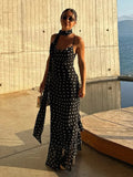 Polka Dot Print Maxi Dress-dresses > maxi dress-Laventaire-Laventaire