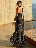 Polka Dot Print Maxi Dress-dresses > maxi dress-Laventaire-Laventaire