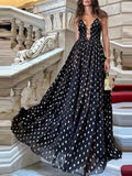 Polka Dot Print Maxi Dress-dresses > maxi dress-Laventaire-Laventaire