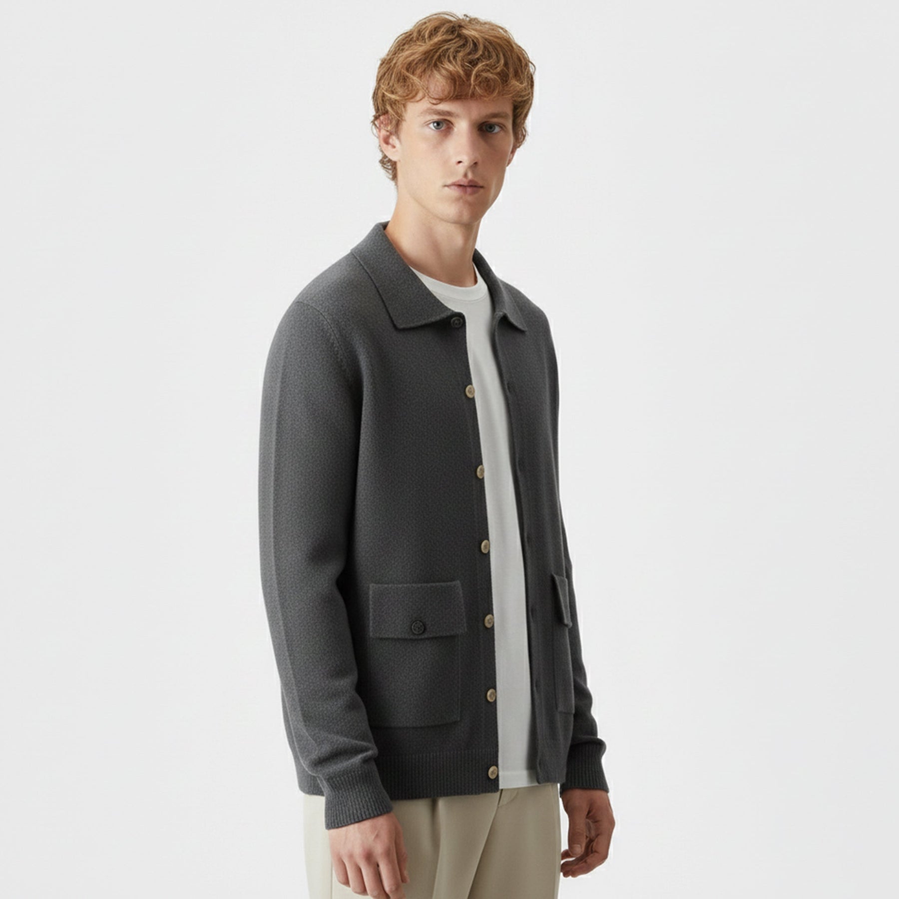 Polo Cardigan Sweater-sweaters > cardigans-Laventaire-Laventaire