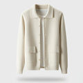 Polo Cardigan Sweater-sweaters > cardigans-Laventaire-Cream-S-Laventaire