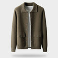 Polo Cardigan Sweater-sweaters > cardigans-Laventaire-Olive Green-S-Laventaire