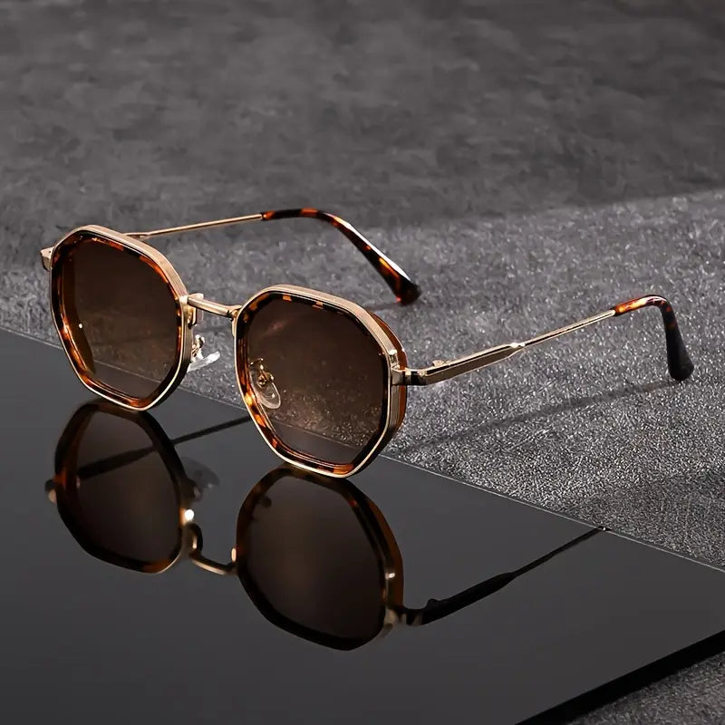 Polygonal Tinted Sunglasses-accessories > eyewear > glasses-Laventaire-Brown-One size-Laventaire