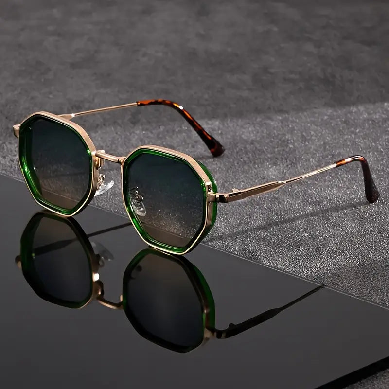 Polygonal Tinted Sunglasses-accessories > eyewear > glasses-Laventaire-Green-One size-Laventaire