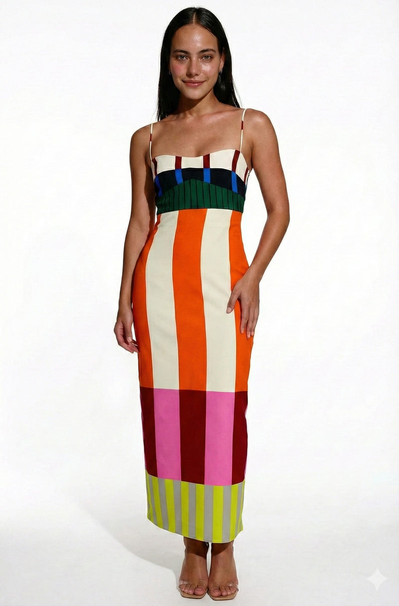 Printed Summer Midi Dress-dresses > summer dress-Laventaire-Laventaire