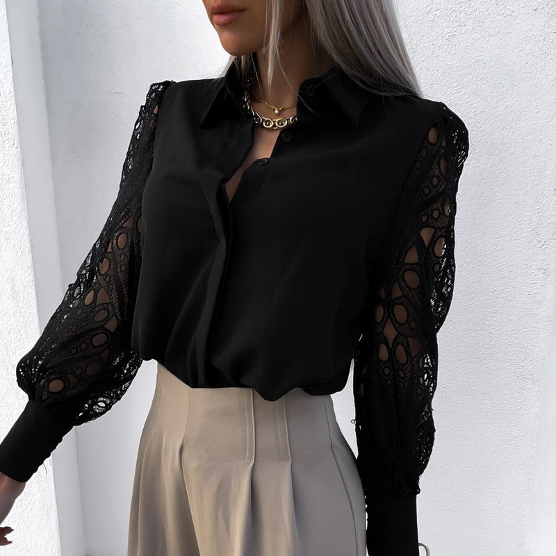 Puff Sleeve Blouse Top-tops > blouses-Laventaire-Laventaire