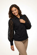 Puff Sleeve Blouse Top-tops > blouses-Laventaire-Black-S-Laventaire