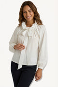 Puff Sleeve Blouse Top-tops > blouses-Laventaire-White-S-Laventaire