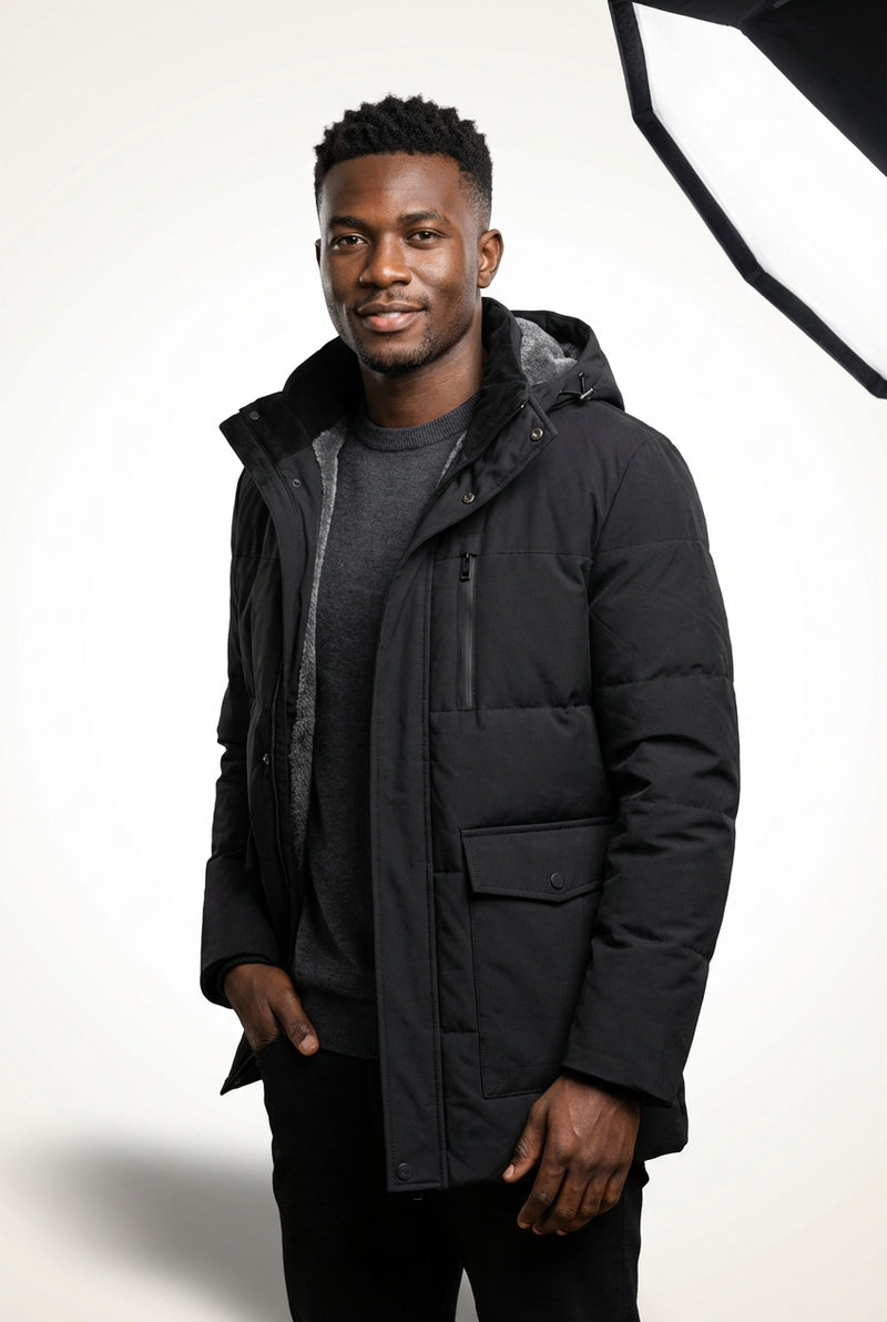 Puffer Winter Jacket-outerwear > jackets > winter jackets-Laventaire-Black-S-Laventaire