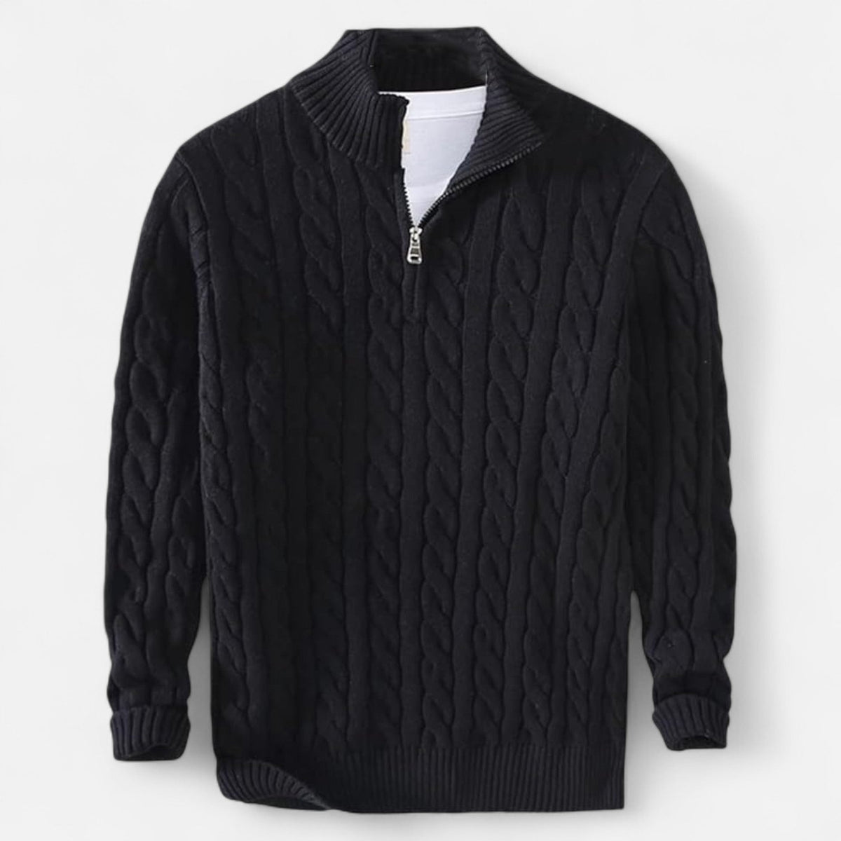 Quarter-Zip Casual Sweater-sweaters > quarter-zip sweater-Laventaire-Laventaire