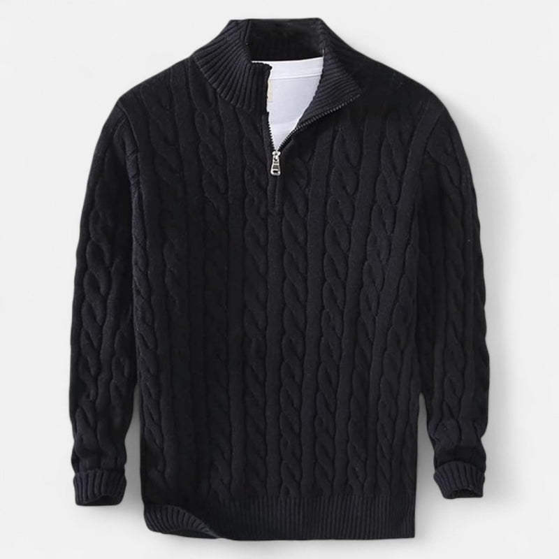 Quarter-Zip Casual Sweater-sweaters > quarter-zip sweater-Laventaire-Laventaire