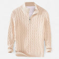 Quarter-Zip Casual Sweater-sweaters > quarter-zip sweater-Laventaire-Beige-S-Laventaire