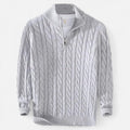 Quarter-Zip Casual Sweater-sweaters > quarter-zip sweater-Laventaire-Light Gray-S-Laventaire