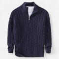 Quarter-Zip Casual Sweater-sweaters > quarter-zip sweater-Laventaire-Navy Blue-S-Laventaire