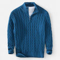 Quarter-Zip Casual Sweater-sweaters > quarter-zip sweater-Laventaire-Teal Blue-S-Laventaire