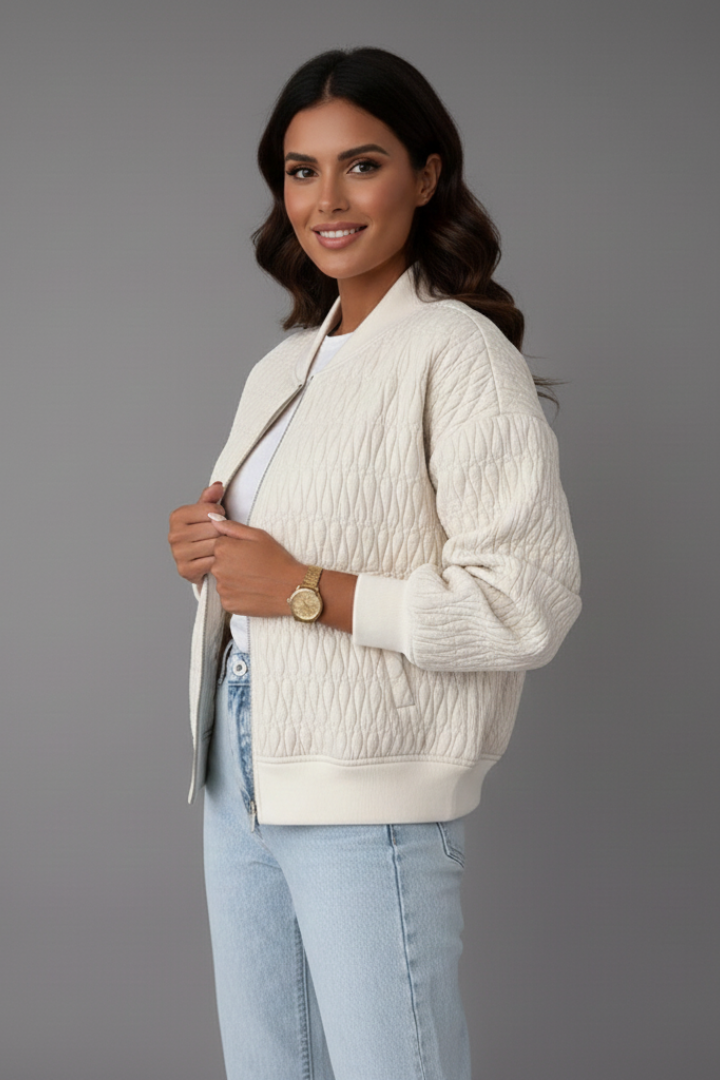 Quilted Bomber Jacket-outerwear > bomber jacket-Laventaire-Laventaire