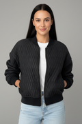 Quilted Bomber Jacket-outerwear > bomber jacket-Laventaire-Black-S-Laventaire