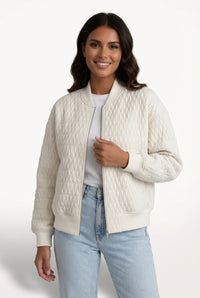 Quilted Bomber Jacket-outerwear > bomber jacket-Laventaire-White-S-Laventaire