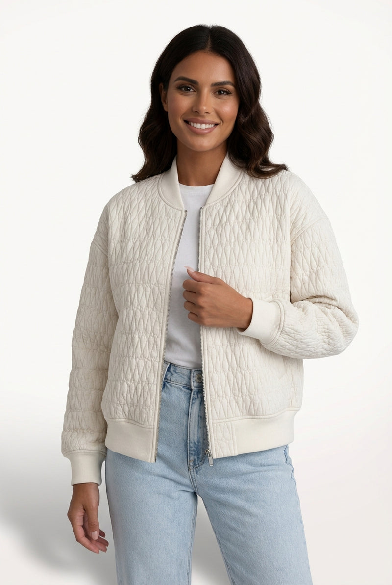 Quilted Bomber Jacket-outerwear > bomber jacket-Laventaire-White-S-Laventaire