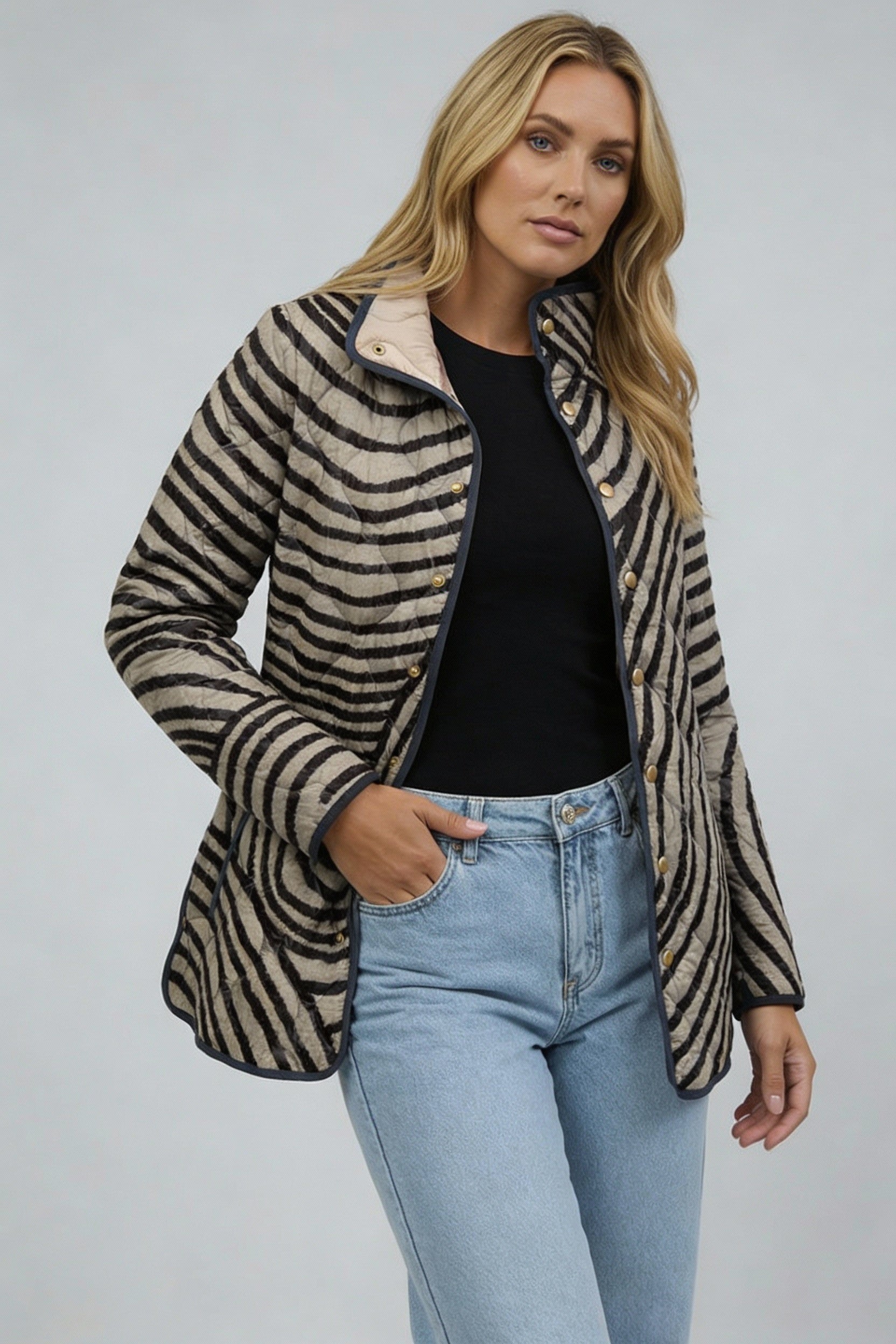 Quilted Casual Fit Jacket-jackets > quilted jacket-Laventaire-Laventaire