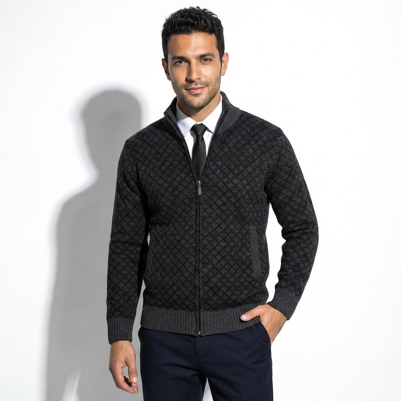 Regular Fit Cardigan-men's outerwear > cardigan-Laventaire-Black-S-Laventaire