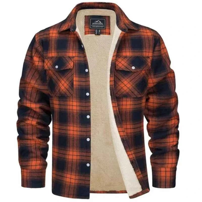 Regular Fit Checkered Jacket-jackets > checkered jacket-Laventaire-Orange-S-Laventaire