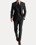 Regular Fit Three-Piece Suit-suits > three-piece suit-Laventaire-Black-S-Laventaire