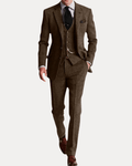 Regular Fit Three-Piece Suit-suits > three-piece suit-Laventaire-Dark Brown-S-Laventaire