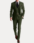 Regular Fit Three-Piece Suit-suits > three-piece suit-Laventaire-Dark Green-S-Laventaire