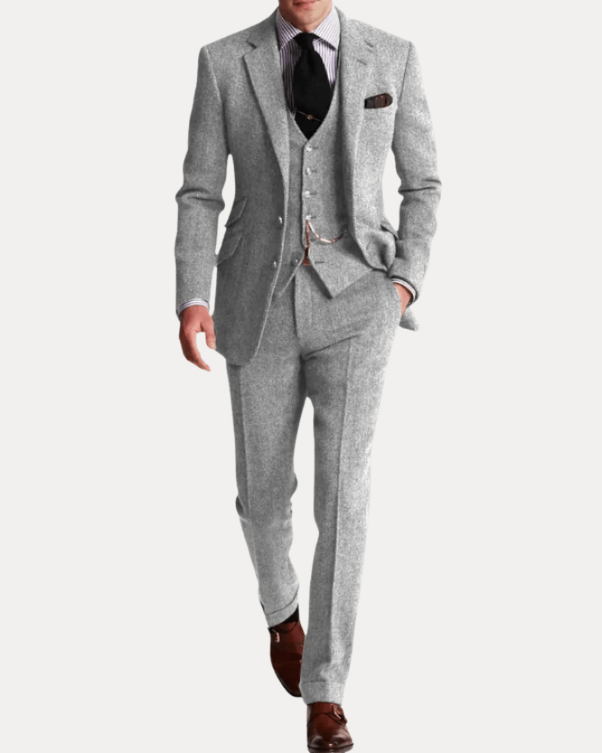 Regular Fit Three-Piece Suit-suits > three-piece suit-Laventaire-Light Gray-S-Laventaire