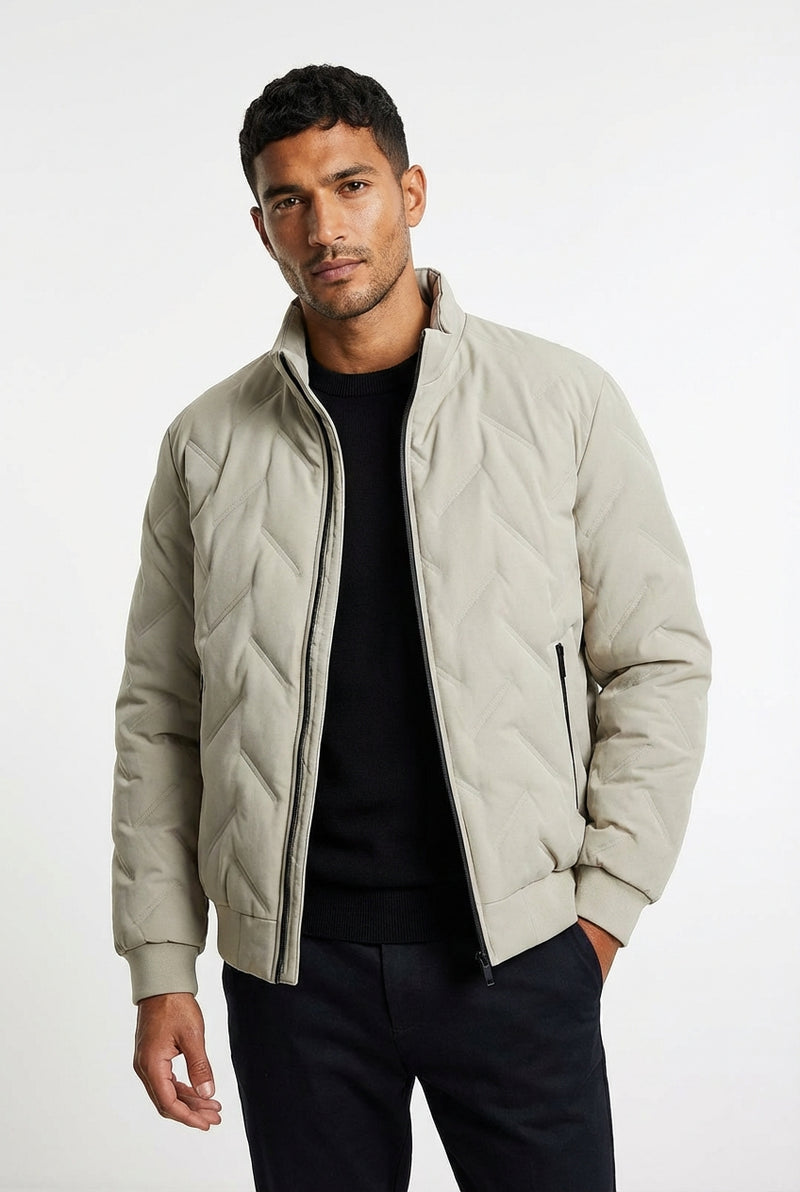 Regular Fit Winter Jacket-jackets > quilted jacket-Laventaire-Light Beige-S-Laventaire