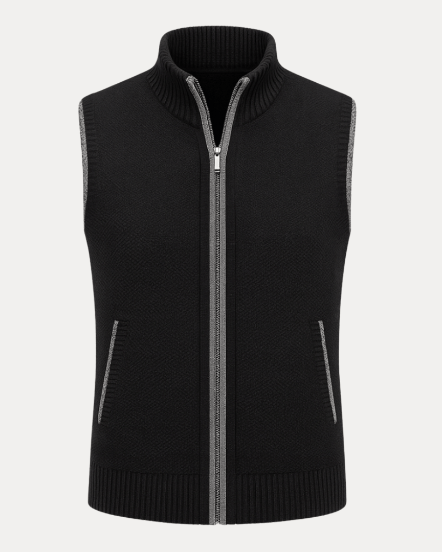 Regular Fit Zip Vest-menswear > vests > knitted vests-Laventaire-Laventaire