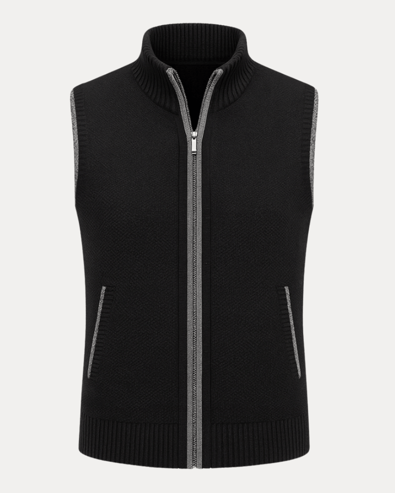 Regular Fit Zip Vest-menswear > vests > knitted vests-Laventaire-Laventaire
