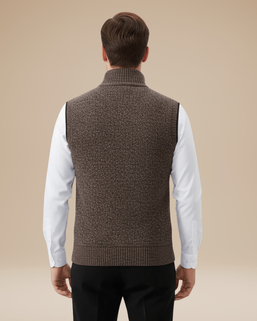 Regular Fit Zip Vest-menswear > vests > knitted vests-Laventaire-Laventaire