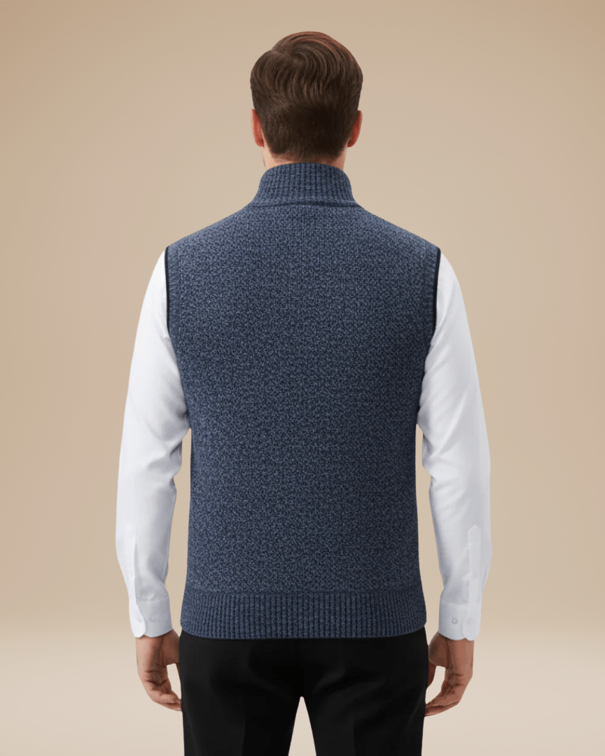 Regular Fit Zip Vest-menswear > vests > knitted vests-Laventaire-Laventaire