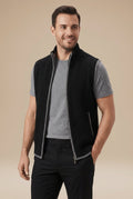 Regular Fit Zip Vest-menswear > vests > knitted vests-Laventaire-Black-M-Laventaire