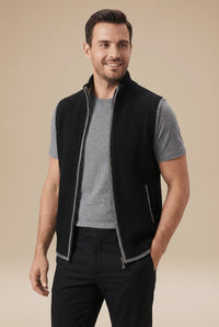 Regular Fit Zip Vest-menswear > vests > knitted vests-Laventaire-Black-M-Laventaire