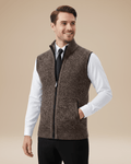 Regular Fit Zip Vest-menswear > vests > knitted vests-Laventaire-Brown-M-Laventaire